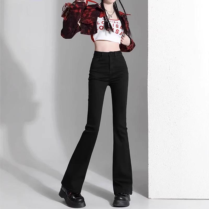 Женские джинсы клеш ретро светло-голубого цвета с высокой посадкой - Маленький размер, стрейч, облегающие