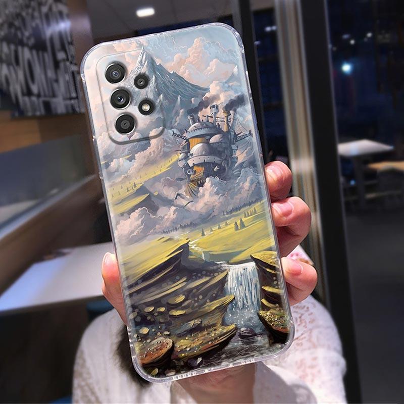 Прозрачный чехол для Samsung Galaxy A52 A51 A53 A72 A71 A73 A32 A31 A33 A22 A11, чехлы Хаяо Миядзаки, аниме «Ходячий замок Хаула»