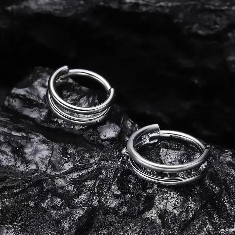 G23 Titanium Nose Ring Piercing 16G Double Layer Hollow Hinged Septum Ear Cartilage Tragus Spiral Piercing Earring Body Jewelry