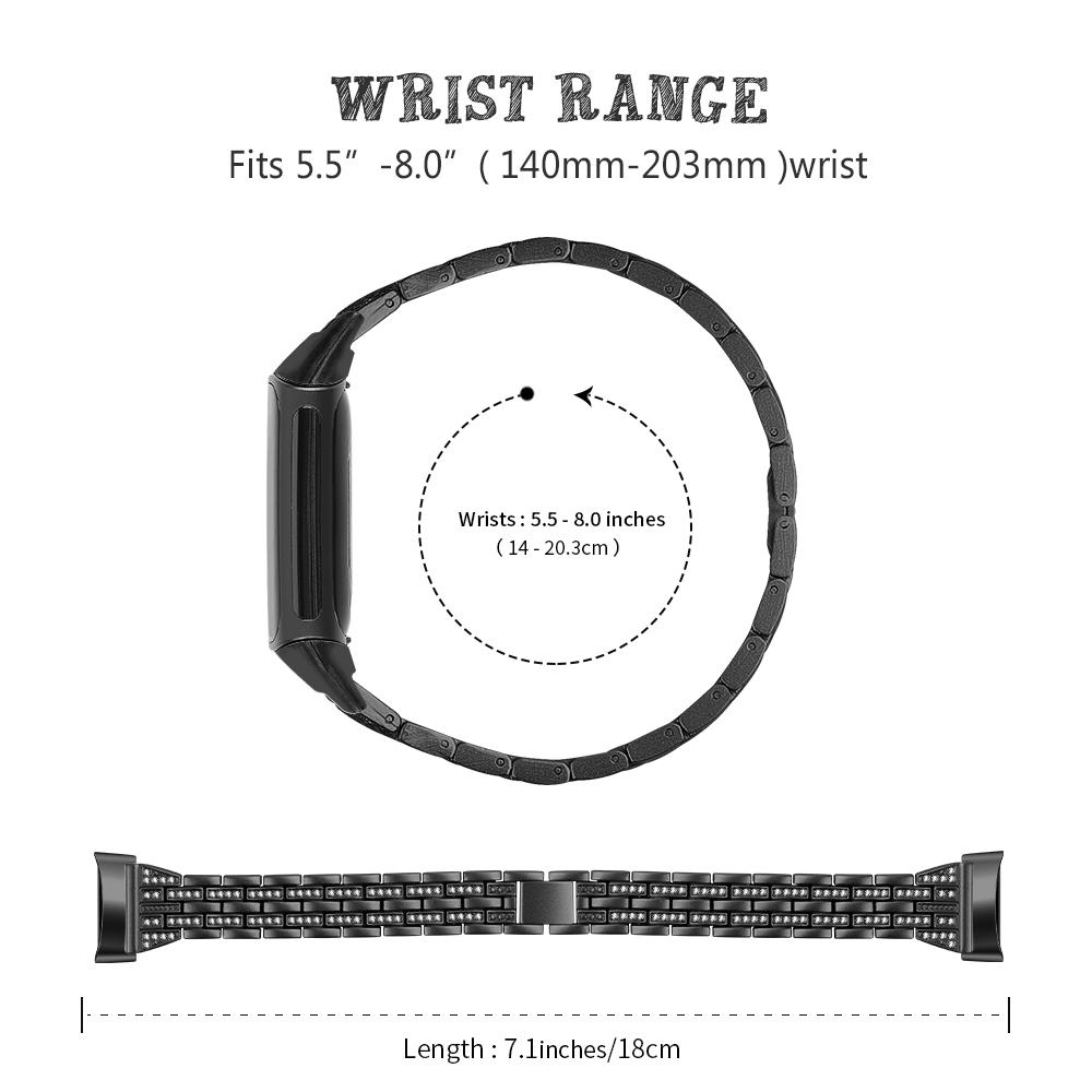 Классический ремешок из нержавеющей стали для Fitbit Charge 5, женский ремешок из пяти бусин с бриллиантами, металлический браслет Correa для Fitbit Charge 6, ремешок для часов