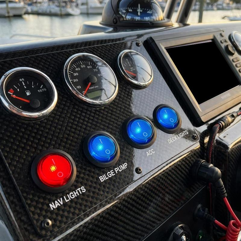 For Panel Control Box Boat Car RV 20mm Round Hole LED Rocker Switch KCD1 12V 20A SPDT Waterproof Marine Equipment Switches