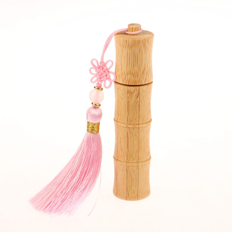 10ml Bamboo Roll-on Bottle – Refillable Container with Steel Roller Ball and Tassel for DIY Perfume or Lip Gloss