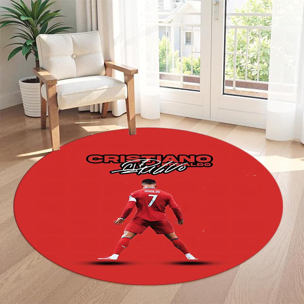 Cristiano Ronaldo Round Area Rug Suitable for Balcony Outdoor Living Rooms Study room Anti-slip Round Rug Anime Office Decor