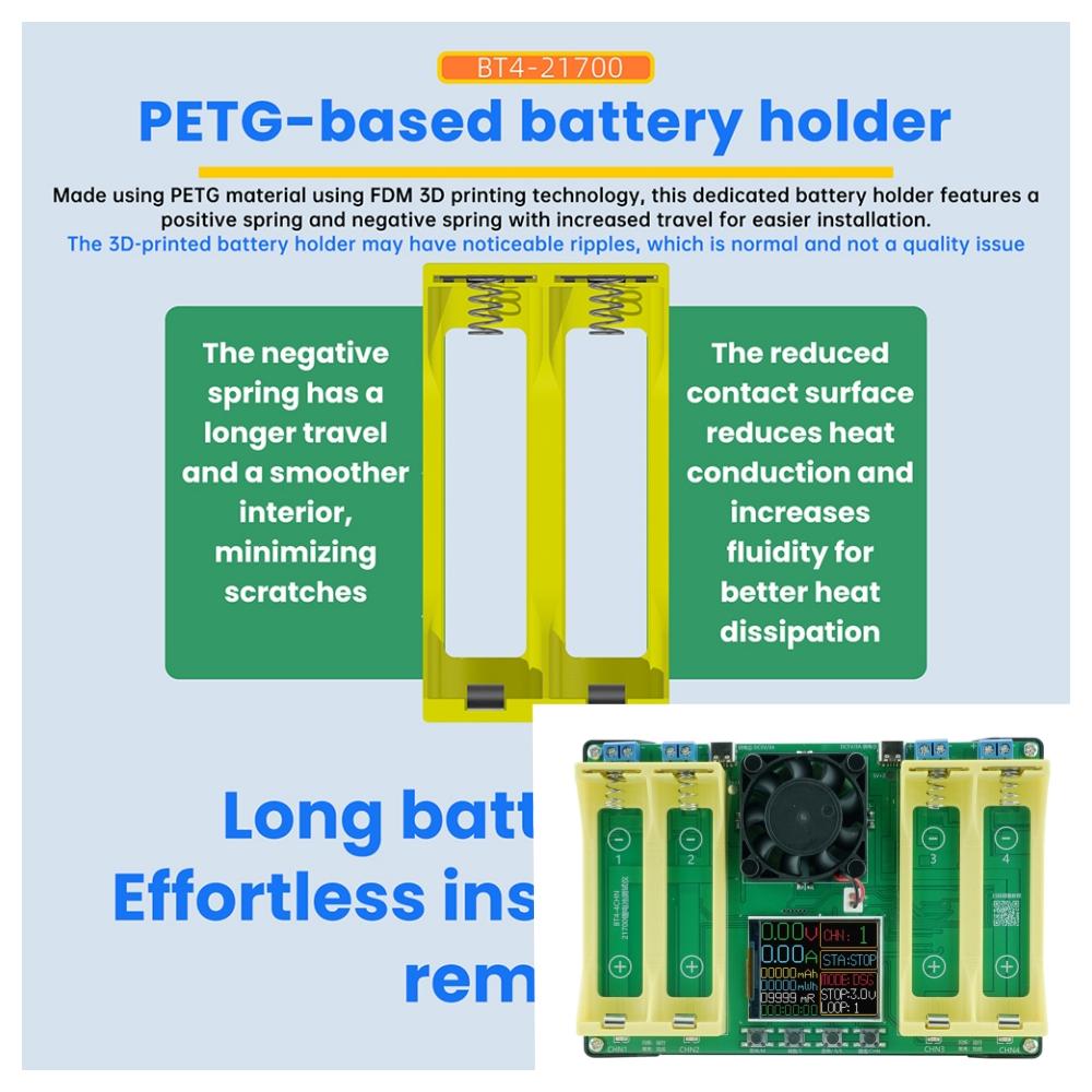 BT4-21700 18650+21700 4 Channel Display Battery Capacity Tester Battery Internal Resistance Tester Lithium Batteries Detection
