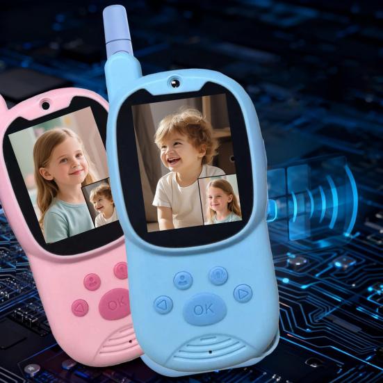 2 шт. Детская игрушка видеодомофон с экраном, дальнобойный портативный беспроводной интерфон с голосовыми эффектами, для помещения и улицы, рация для мальчиков и девочек