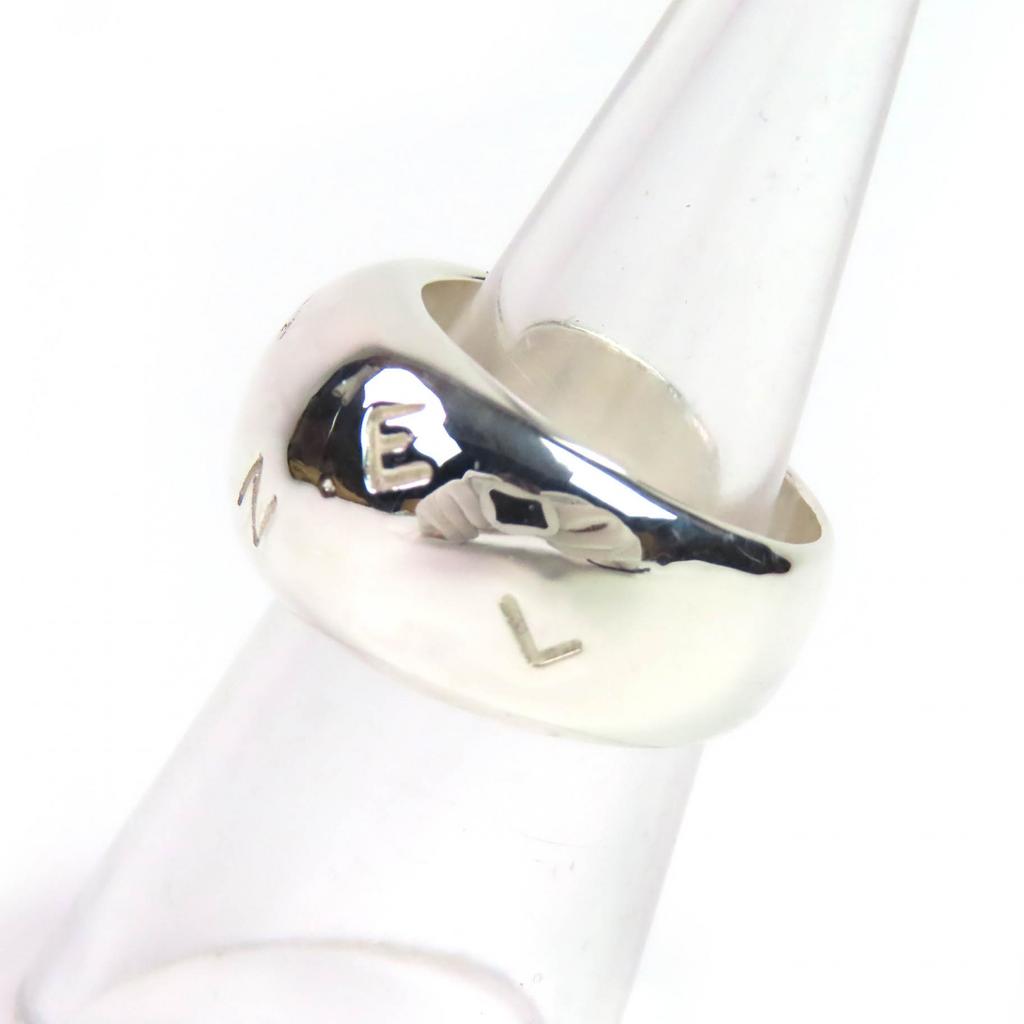 Excellent CHANEL Ring Logo engraved wide Silver SV925 Women Used