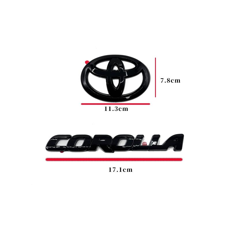 Для Toyota COROLLA 2019-2025 СЕДАН XSE SE LE ABS Черный глянцевый автомобильный значок с наложенным логотипом Автомобильный аксессуар PT9