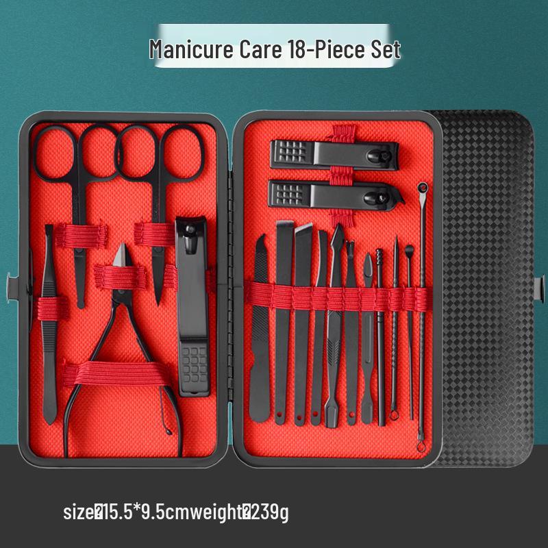 Набор из 24 предметов для маникюра и педикюра из нержавеющей стали Spot Black