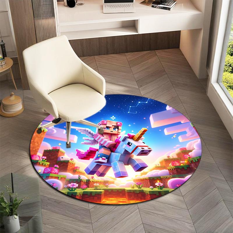 Sandbox electronic Xbox games Minecraft circular carpet Household goods decoration anti slip home table and chair mat aisle door mat carpet D12