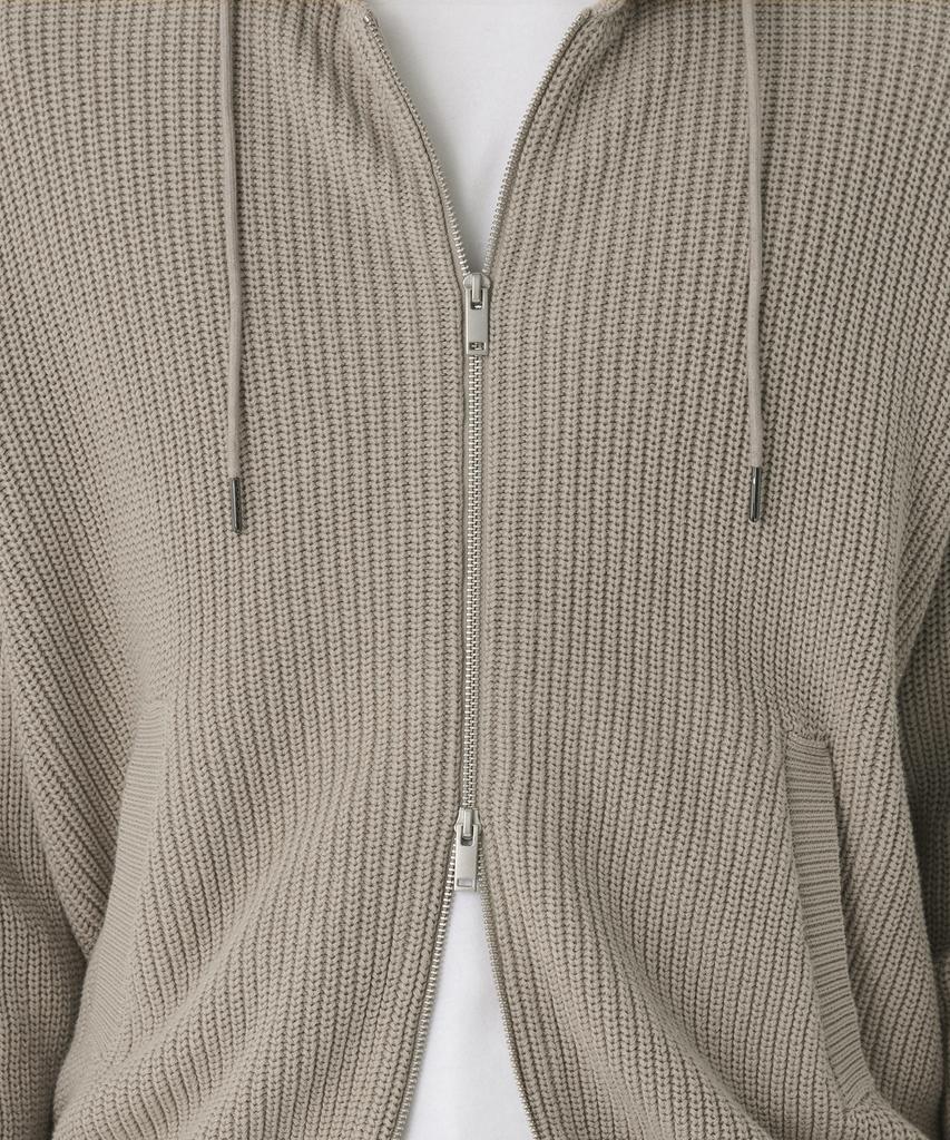 MUSINSA STANDARD Ribbed Knit Hooded Zip-Up [Light Warm Grey]