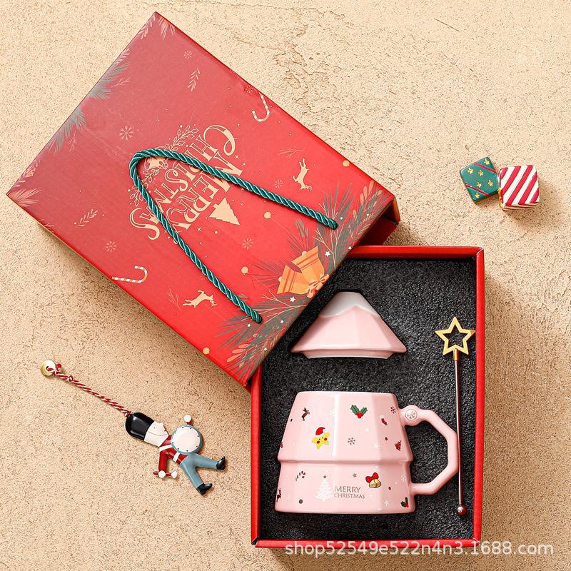Милая рождественская елка Санта-Клаус керамическая кружка с крышкой и ложкой кофе молоко чай сока чашка подарок на день рождения для друга посуда для напитков новый