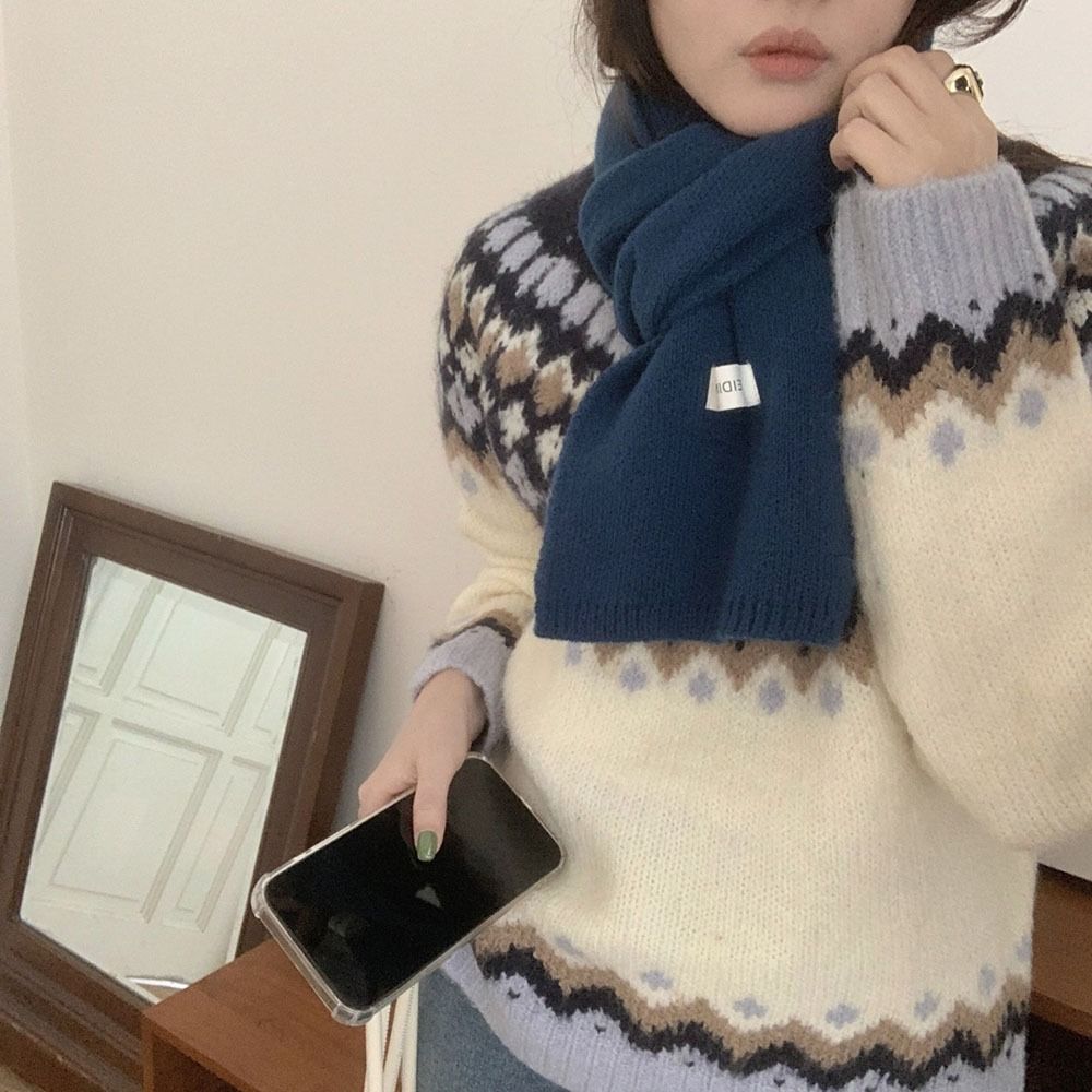 Woolen Cross Scarf Thicken Neckerchief Neckerchief Wrap Neck Warmer Women
