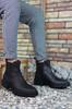 Men's Fashion Faux Leather Flat Heeled Booties Black Zipperless Boots Shoes