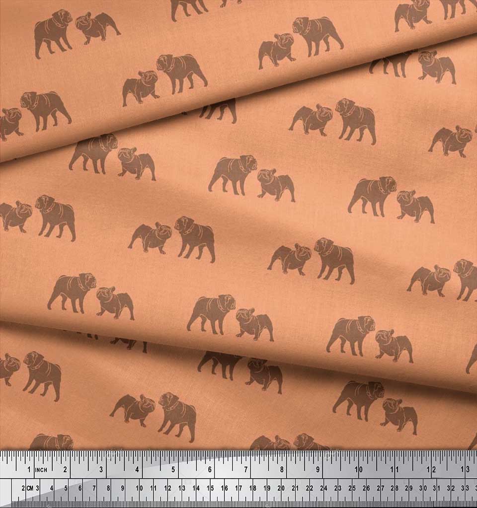 Soimoi Японская креп-сатиновая ткань с принтом Bull Dog на метр шириной 42 дюйма