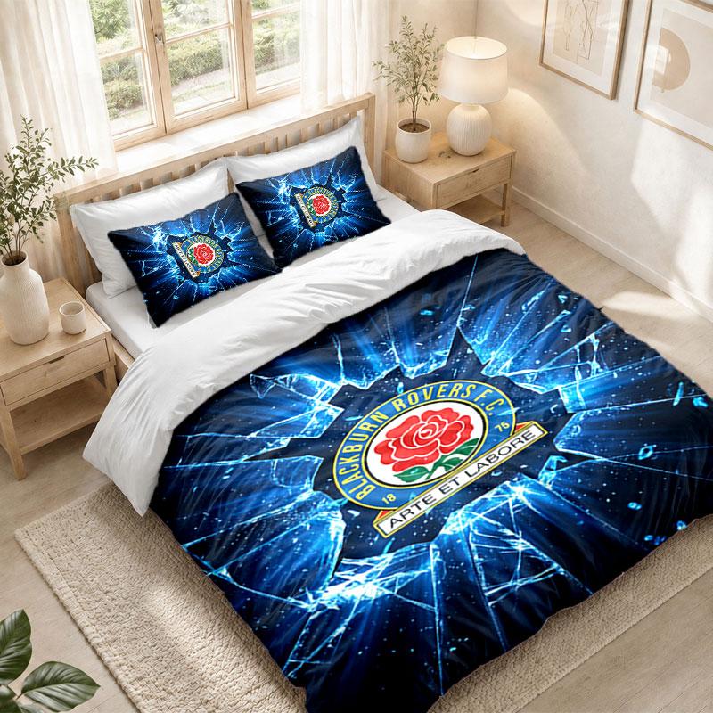 Комплект постельного белья 1 пододеяльник 2 наволочки Футбольный принт Blackburn Rovers Спальня Домашний декор