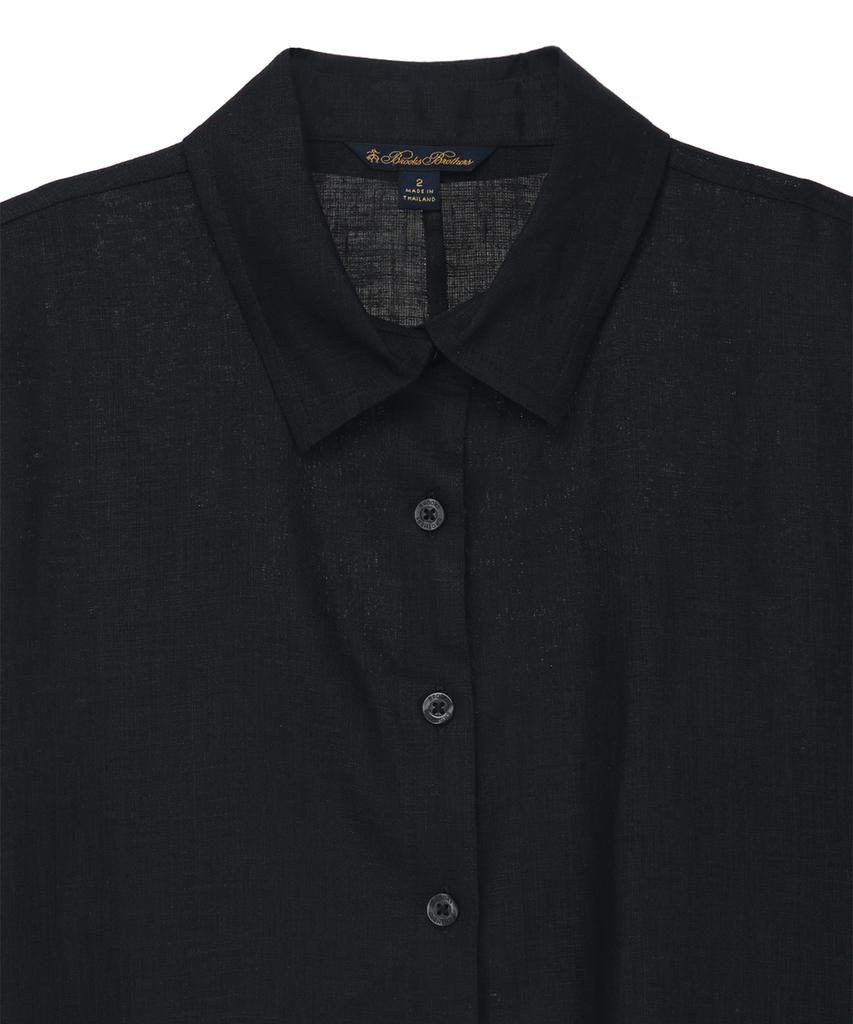 Льняное платье-рубашка с поясом BROOKS BROTHERS (черный) (Bbdzwm7129Ues)