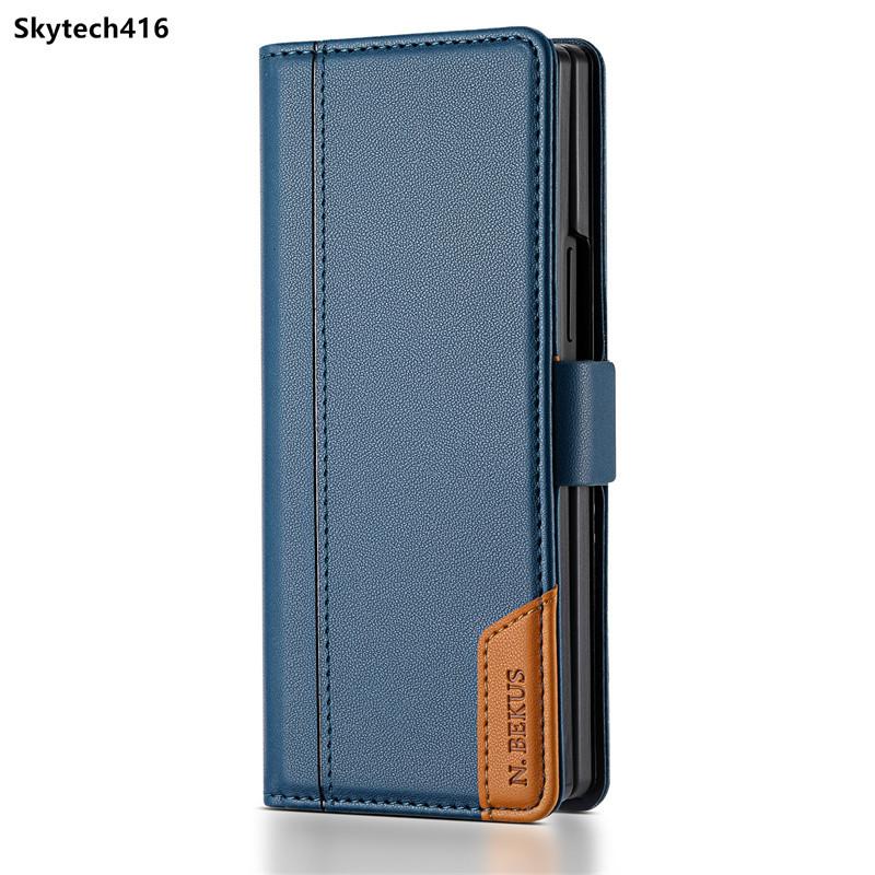 For Samsung Galaxy Z Fold 3 4 5 6 7 Leather Case Flip High Quality Card Slot Bracket Wallet Cover Casing
