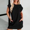 Women's Casual Summer Dress Round Neck Short Sleeve T-Shirt Shirt Dress Pocket