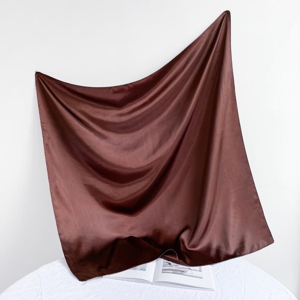 90*90СМ Однотонный Квадратный Шарф для Женщин Шарф и Головной Платок Сатиновый Модный Блестящий Шелковый Шарф