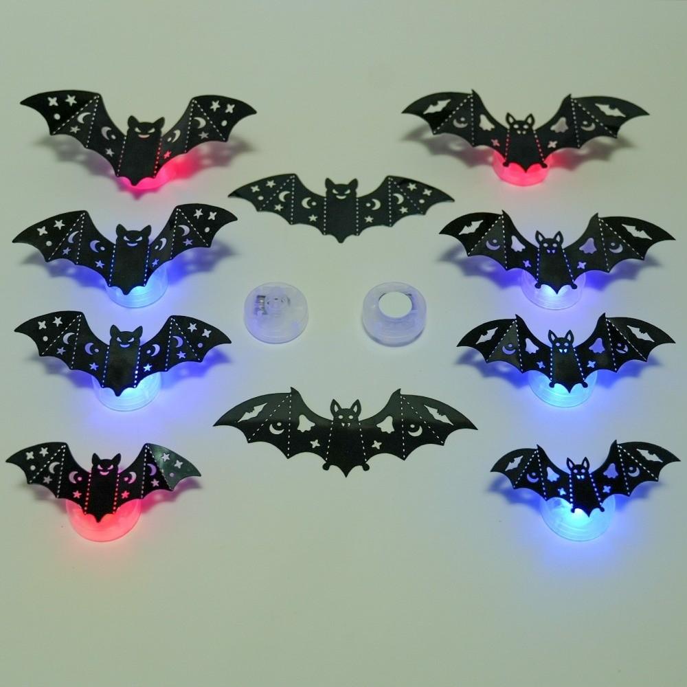 8Pcs PET Material LED Bat Light Stereoscopic Bat Night Light For DIY Party Decorations