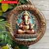 1 шт. 2d плоская классическая деревянная настенная табличка Ганеша - 20 см круглая многоцелевая декоративная табличка для Дивали, спальни, гостиной, патио - элегантная стена