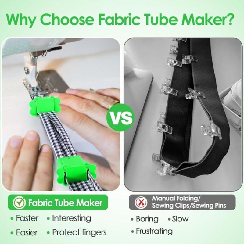 4Pcs Professional Fabric Tube Maker Plastic Sewing Rolling Tool For Handmade Bedding Rug Making Knitting Craft Project