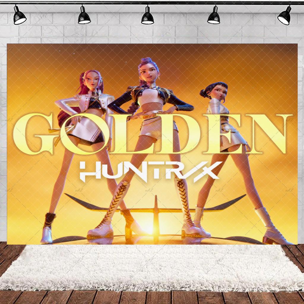 KPop Girl Demon Hunter Birthday Party Decorations Purple Disposable Tableware Anime Pink Balloons Backdrop Banner Cake Toppers