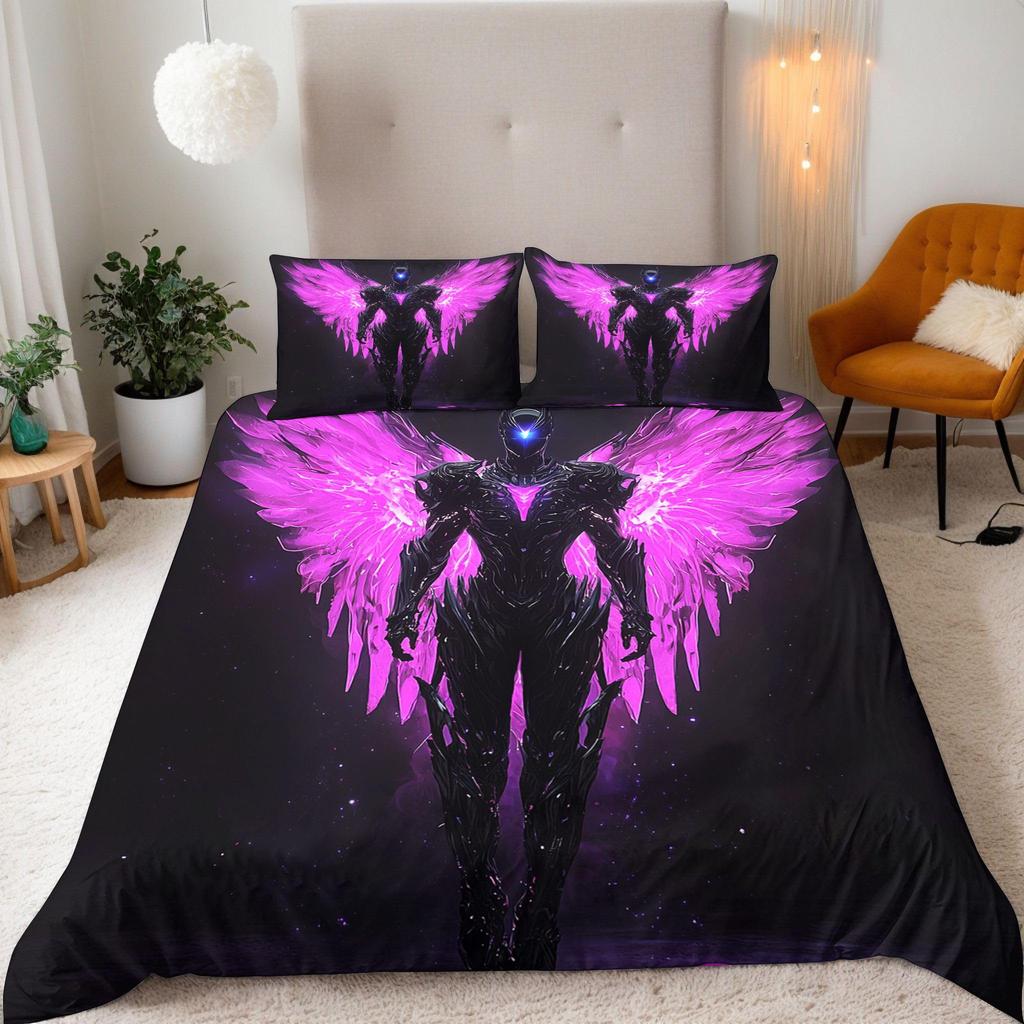 Комплект пододеяльников "Крылья" для детей, подростков, размер Queen. Легкие чехлы для одеял с наполнителем. В комплекте 1 пододеяльник, 2 наволочки. Декор для спальни. Без одеяла.