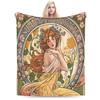 Language of Flowers Alphonse Mucha   Plush Blanket Students  Flannel Throw Blanket For Outdoor Soft Custom DIY Quality Bedspread