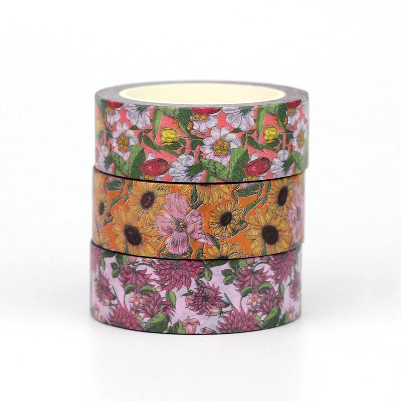 NEW 1PC 10M Deco Flowers Cactus Plants Traditional Tulip Washi Tape Set for Scrapbooking Journaling Masking Tape Cute Stationery