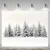 Winter wonderland photography backdrop. The winter pine trees are durable and suitable for family gatherings.