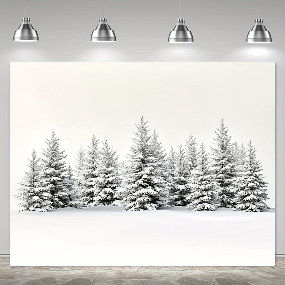 Winter wonderland photography backdrop. The winter pine trees are durable and suitable for family gatherings.