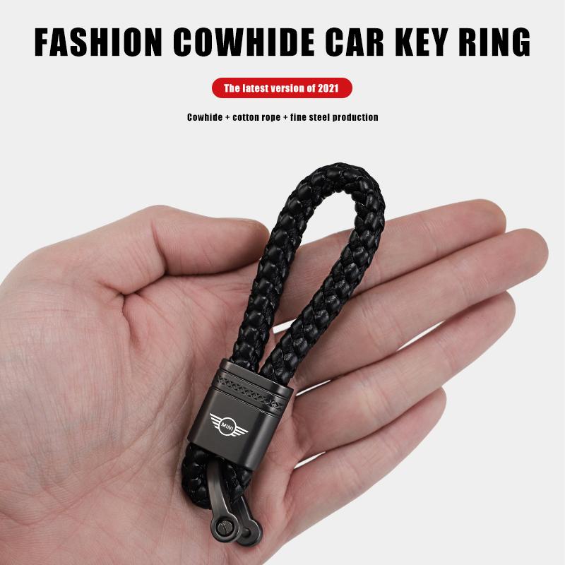 Car Styling Keychain Leather Woven Rope Metal Key Ring For BMW Mini Works Cooper F54 F55 F56 F57 F60 R50 R52 R53 R55 R56 R57 R58 akvnt44