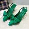 Женские босоножки на высоком каблуке, летние новые модные женские элегантные формальные босоножки на высоком каблуке с бантом и острым носком