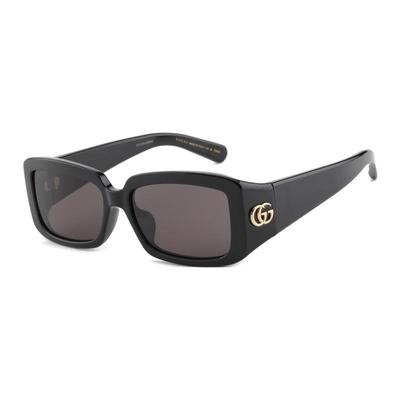 Gucci Логотип на дужках Оправа-пластина Необычные солнцезащитные очки Унисекс Для пары Черный
