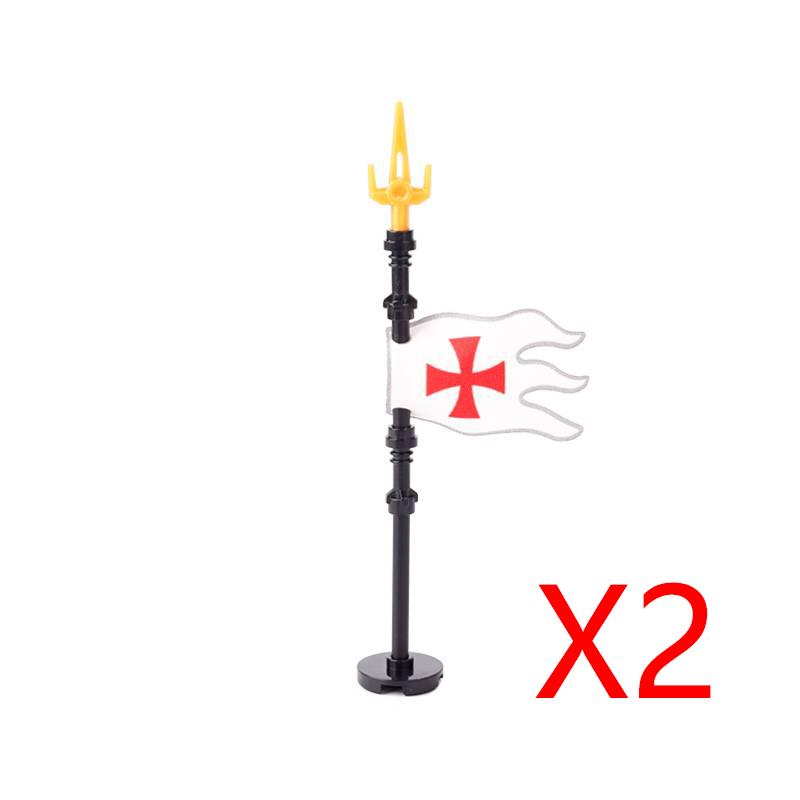 MOC Medieval Building Blocks Soldier Figures Weapons Accessories Armor Shield Flag Transport Ox Horse Mini Brick Toy Gift X010