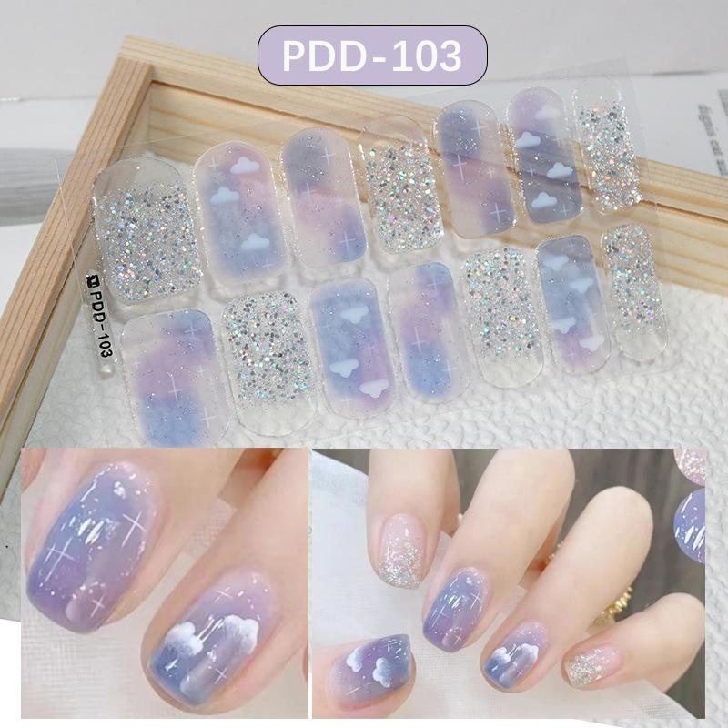 Press On Nail Stickers 1 Sheet Long Lasting Floral Pattern Self Adhesive Fake Nails for Gift Giving