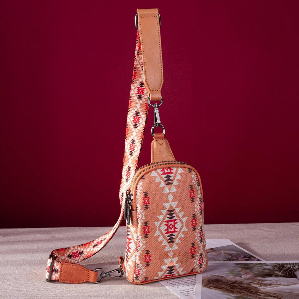Винтажная богемная женская сумка-клатч с принтом на холсте, сумка через плечо на груди