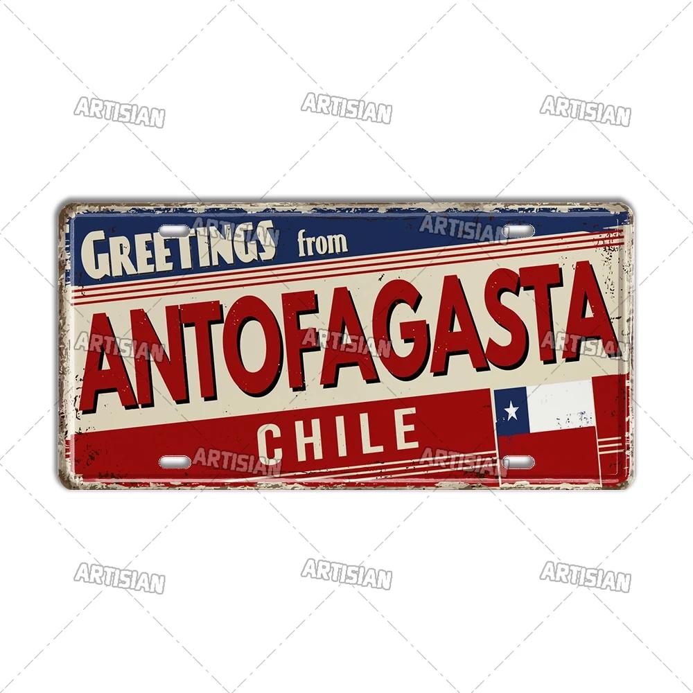 Mfoever Artisian Argentina Ecuador Chile Colombia License Plate Landmark Metal Sign City State Decorative Car Plate Wall Decor Garage