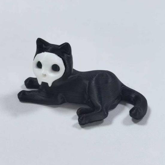 Подставка для ручек в виде кота, 3D-печать, украшение в виде черного кота, фигурка кота со съемной маской-черепом для дома, офисного стола, украшение на Хэллоуин