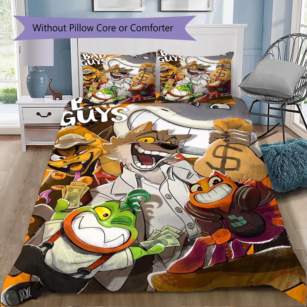 The Bad Guys Pattern Bedding,Quilt Set Quilt Cover Pillowcase Home Birthday Gift (1*duvet cover+2*pillowcase,without core)XSJT0917341