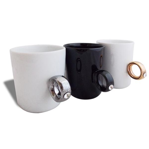 Чашка с ручкой в виде кольца кружка кольцо из черного золота