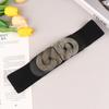Vintage Elegant Wide Elastic Waistband Metal Buckle For Women Decoration Belts