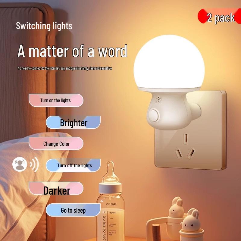 Smart Voice-Controlled Eye-Protecting Night Light with Remote and Wake-Up Feature for Energy-Saving Bedroom Ambiance.