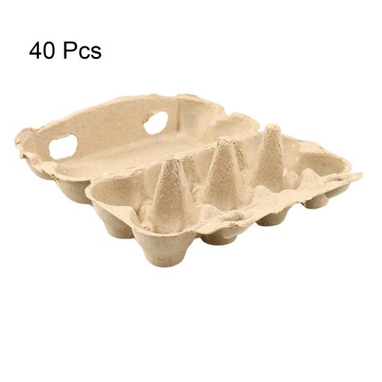 40Pcs Egg Tray Paper Pulp Shock-Proof Design Bulk 6/8/10/12/15 Count Natural Cardboard Egg Cartons Reusable Eco-Friendly Stackable Egg Storage