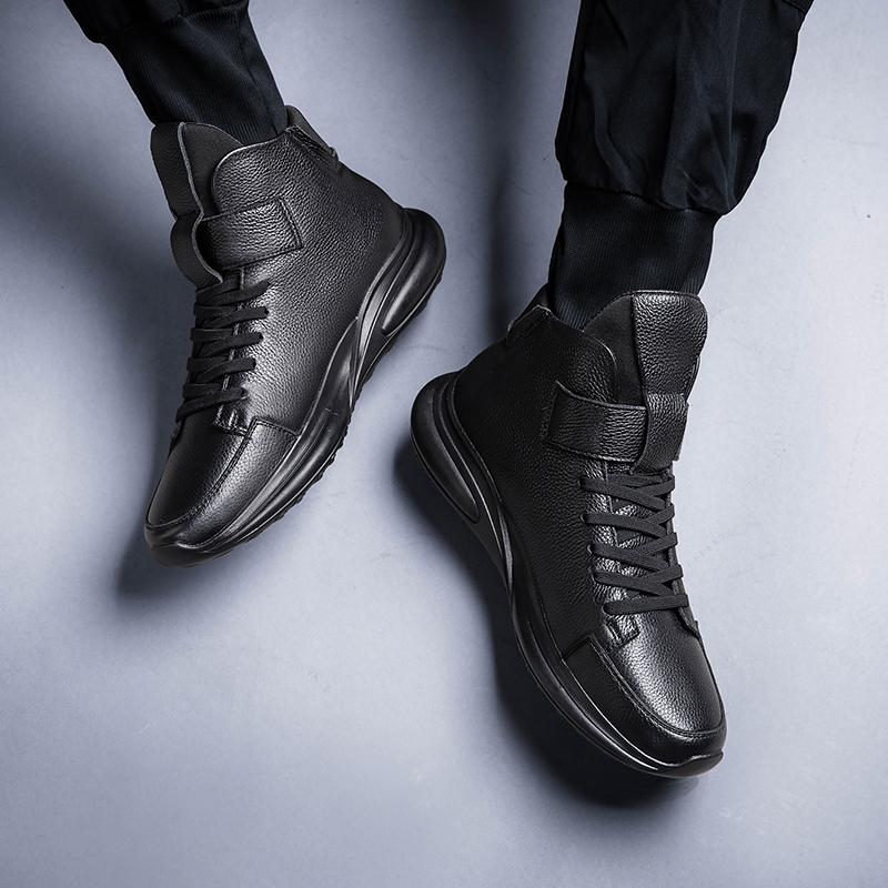 Модные новые мужские кроссовки 2024 года, кожаные спортивные мужские повседневные утолщенные ботинки, износостойкие ботинки для ходьбы на открытом воздухе на осень-зиму