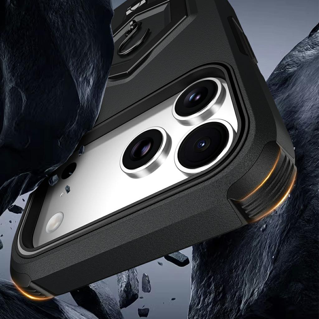 For iPhone 17 Pro Max Case Hexagonal Kickstand Shockproof TPU PC Matte Phone Cover with Integrated Scale Hook