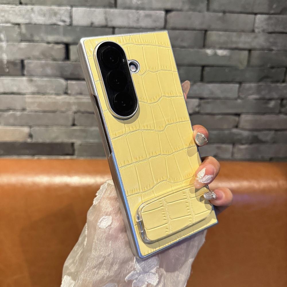 Для Samsung Z Fold 7 6 5 4 3 Роскошный Тонкий Чехол-Бампер с Принтом под Крокодила, Противоударный, Защита от Падений, Зеркальная Крышка-Подставка