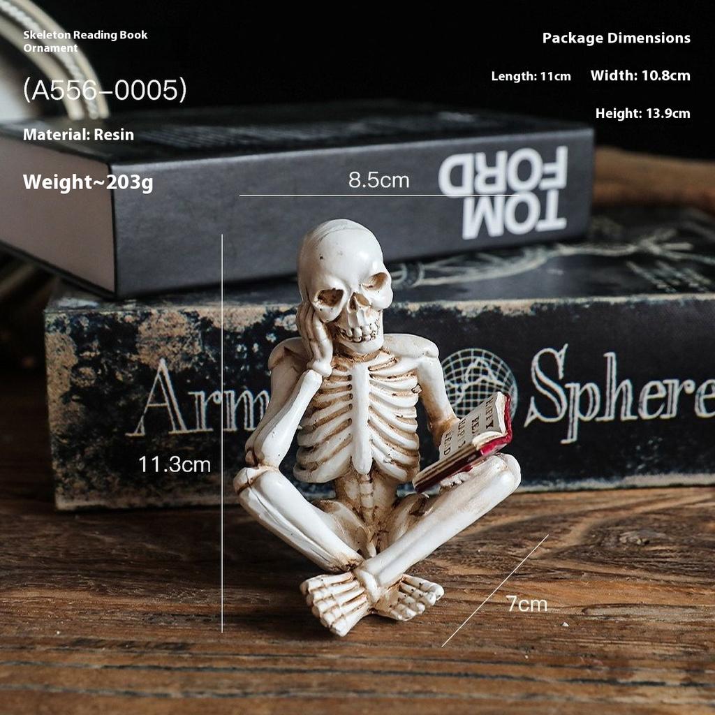 Nordic Book Lover Statue - Reading Person Resin Sculpture for Bookshelf Decor, Study Desk Ornament Minimalist Craft Decor