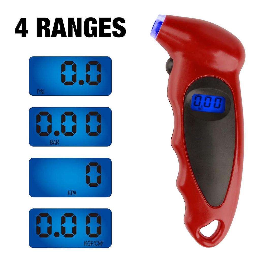 Digital Tire Pressure Gauge, 150PSI 4 Setting for Cars, Trucks and Bicycles, Backlit LCD and Anti-Sk